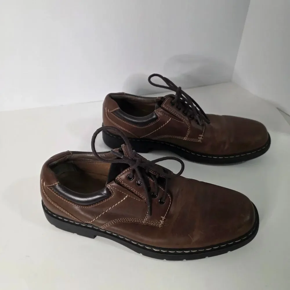 Dockers Lowry Mens 8W Brown Leather Lace Up Oxford Comfort Dress Shoes